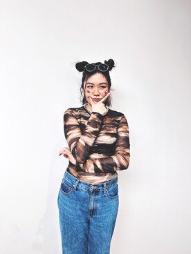 「UNIQLO（ユニクロ）のハイライズワイドストレートジーンズ（デニムパンツ）」を使った、moryahさん（レディース・169cm）の春コーディネート