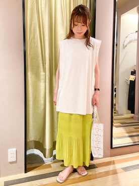 「Iラインスカート」｜「アイテム（その他）」を使った、Fujikoさん（レディース・158cm）の夏コーディネート