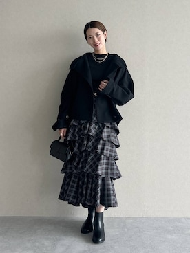 「アイテム（ピーコート）」を使った、uemiさん（レディース・163cm）の秋コーディネート