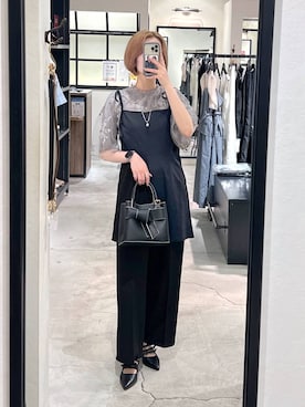 「アイテム（サロペット/オーバーオール）」を使った、uemiさん（レディース・163cm）の夏コーディネート