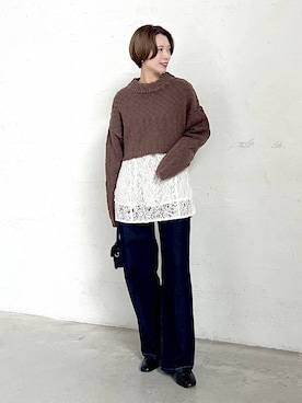 「アイテム（ローファー）」を使った、uemiさん（レディース・163cm・30代）の冬コーディネート