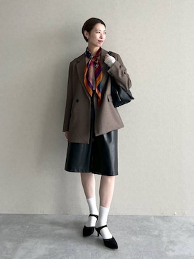 「アイテム（その他ヘアアクセサリー）」を使った、uemiさん（レディース・163cm）の秋コーディネート