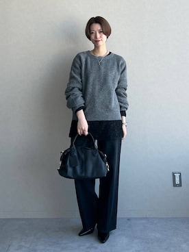 「アイテム（ボストンバッグ）」を使った、uemiさん（レディース・163cm・30代）の冬コーディネート