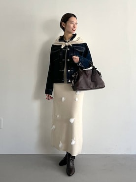 「アイテム（ボストンバッグ）」を使った、uemiさん（レディース・163cm・30代）の冬コーディネート