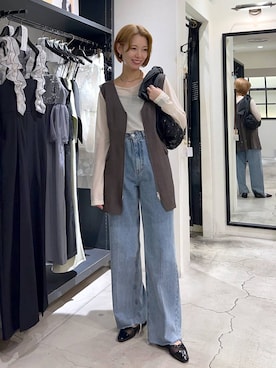 「mysty woman（ミスティウーマン）のアイテム（その他アウター）」を使った、uemiさん（レディース・163cm）の秋コーディネート