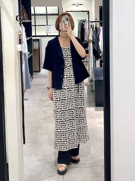 「スラックス」｜「アイテム（ワンピース/ドレス）」を使った、uemiさん（レディース・163cm）の夏コーディネート