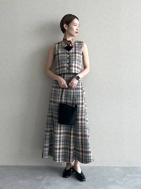 「キャミソール」｜「アイテム（スリッポン）」を使った、uemiさん（レディース・163cm）の秋コーディネート