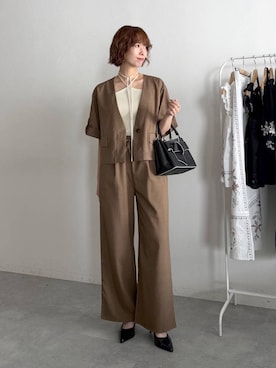 「アイテム（セットアップ）」を使った、uemiさん（レディース・163cm）の春コーディネート