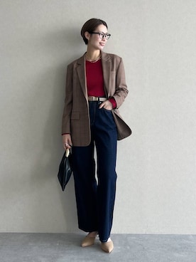 「mysty woman（ミスティウーマン）の【LE VERNIS】トライアングルBAG 574317（ハンドバッグ）」を使った、uemiさん（レディース・163cm）の秋コーディネート