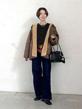 「アイテム（その他ヘアアクセサリー）」を使った、uemiさん（レディース・163cm）の冬コーディネート