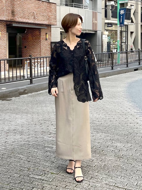 パッチワークレースシャツカーディガン 581471