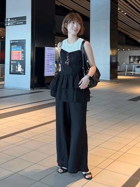 「mysty woman（ミスティウーマン）の【story. 】スイッチハンドルボストン 572846（ハンドバッグ、ブラック系）」を使った、uemiさん（レディース・163cm）の春コーディネート