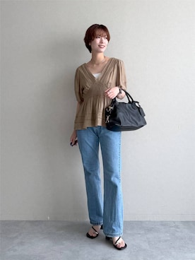 「mysty woman（ミスティウーマン）のアイテム（ボストンバッグ）」を使った、uemiさん（レディース・163cm）の夏コーディネート