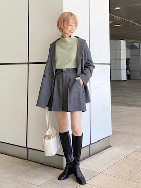 「チェックジャケット」｜「アイテム（その他）」を使った、uemiさん（レディース・163cm）の秋コーディネート