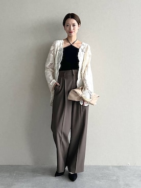 「mysty woman（ミスティウーマン）の【LE VERNIS】トライアングルBAG 574317（ハンドバッグ）」を使った、uemiさん（レディース・163cm）の秋コーディネート