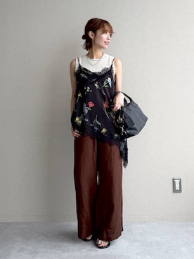 「mysty woman（ミスティウーマン）のアイテム（その他パンツ）」を使った、uemiさん（レディース・163cm）の春コーディネート