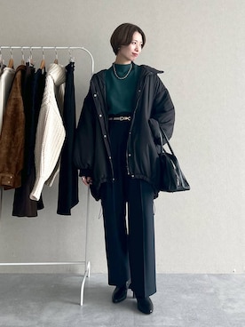 「アイテム（ベルト、ベージュ系）」を使った、uemiさん（レディース・163cm）の秋コーディネート