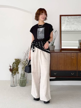 「mysty woman（ミスティウーマン）のアイテム（その他パンツ）」を使った、uemiさん（レディース・163cm）の春コーディネート
