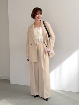 「mysty woman（ミスティウーマン）のアイテム（スラックス）」を使った、uemiさん（レディース・163cm）の春コーディネート