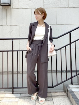 「アイテム（サンダル、グリーン系）」を使った、uemiさん（レディース・163cm）の夏コーディネート