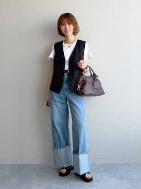 「アイテム（ベルト）」を使った、uemiさん（レディース・163cm・30代）の春コーディネート