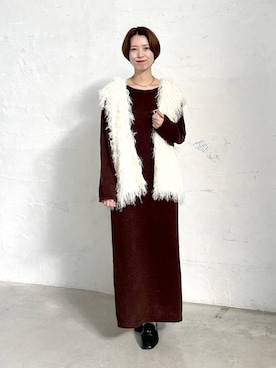 「アイテム（ベスト）」を使った、uemiさん（レディース・163cm・30代）の冬コーディネート