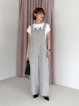 「mysty woman（ミスティウーマン）のアイテム（サロペット/オーバーオール）」を使った、uemiさん（レディース・163cm）の春コーディネート