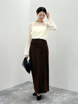 「キャミソール」｜「アイテム（スリッポン）」を使った、uemiさん（レディース・163cm）の秋コーディネート