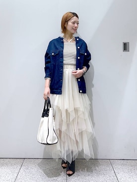 「mysty woman（ミスティウーマン）のアイテム（デニムジャケット）」を使った、uemiさん（レディース・163cm）の冬コーディネート