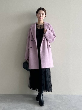 「アイテム（チェスターコート）」を使った、uemiさん（レディース・163cm）の秋コーディネート