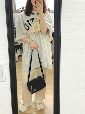 「リラックスパンツ」｜「アイテム（その他）」を使った、rieko✴︎さん（レディース・156cm）の夏コーディネート