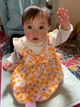 「Moujonjon（ムージョンジョン）のアイテム（トップス）」を使った、apricotさん（キッズ・70cm）の春コーディネート
