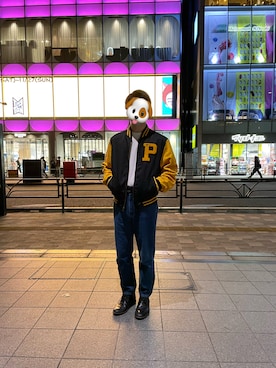 「低身長男子」｜「アイテム（スタジャン）」を使った、Sさん（メンズ・168cm）の秋コーディネート