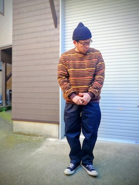 「アイテム（スニーカー）」を使った、ba___sanさん（メンズ・174cm）の冬コーディネート