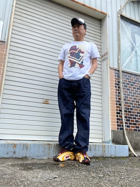 「アイテム（トップス）」を使った、Shinji Tsuruさん（メンズ・173cm）の夏コーディネート
