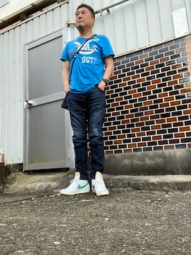 「American Eagle（アメリカンイーグル）のアイテム（Tシャツ/カットソー）」を使った、Shinji Tsuruさん（メンズ・173cm）の秋コーディネート