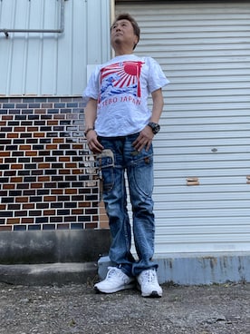 「sangacio（サンガッチョ）のアイテム」を使った、Shinji Tsuruさん（メンズ・173cm）の夏コーディネート