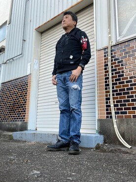 「Abercrombie&Fitch（アバークロンビーアンドフィッチ）のアイテム（パンツ）」を使った、Shinji Tsuruさん（メンズ・173cm）の冬コーディネート