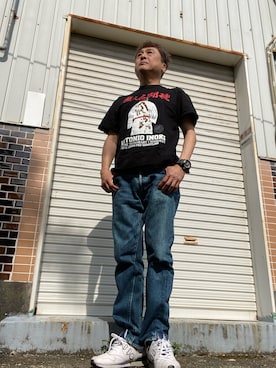 「BLUE BLUE（ブルーブルー）のアイテム（パンツ）」を使った、Shinji Tsuruさん（メンズ・173cm）の夏コーディネート