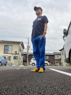 「Abercrombie&Fitch（アバークロンビーアンドフィッチ）のアイテム（スウェットパンツ）」を使った、Shinji Tsuruさん（メンズ・173cm）の夏コーディネート