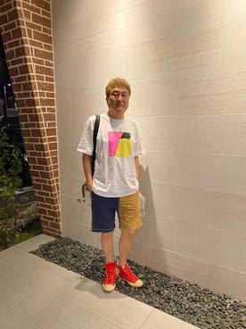 「BACK NUMBER（バックナンバー）のアイテム（Tシャツ/カットソー）」を使った、Shinji Tsuruさん（メンズ・173cm）の秋コーディネート