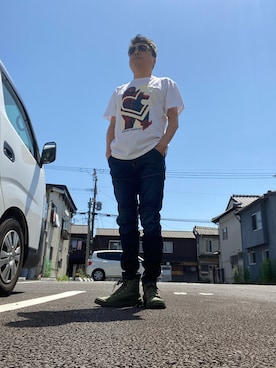 「COMME CA DU MODE（コムサデモード）のアイテム」を使った、Shinji Tsuruさん（メンズ・173cm）の夏コーディネート