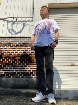 「sangacio（サンガッチョ）のアイテム」を使った、Shinji Tsuruさん（メンズ・173cm）の夏コーディネート