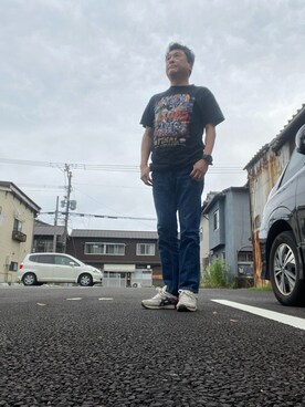 「BLUE BLUE（ブルーブルー）のアイテム（デニムパンツ）」を使った、Shinji Tsuruさん（メンズ・173cm）の夏コーディネート