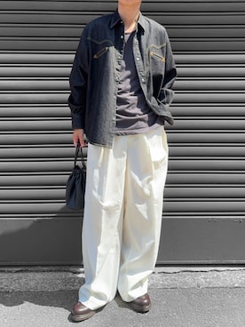 「アイテム（モカシン/デッキシューズ）」を使った、hatahiroさん（メンズ・171cm）の秋コーディネート