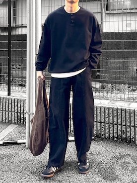 「ヘンリーネック」｜hatahiroさん（メンズ・171cm・20代）の春コーディネート