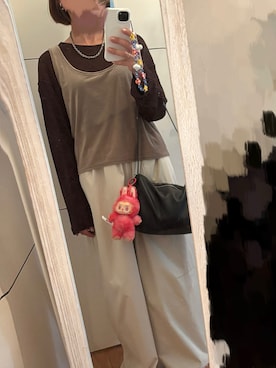 「LEPSIM（レプシィム）のイージーコクーンワイドパンツ　499926（その他パンツ）」を使った、mii♡ さん（レディース・150cm）の秋コーディネート