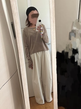 「LEPSIM（レプシィム）のイージーコクーンワイドパンツ　499926（その他パンツ）」を使った、mii♡ さん（レディース・150cm）の秋コーディネート