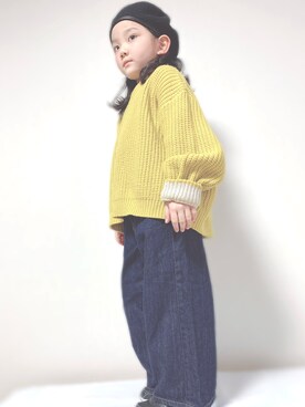 「petit main（プティマイン）のアイテム（ハンチング/ベレー帽）」を使った、COCOROさん（キッズ・120cm）の冬コーディネート