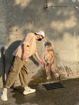 「CONVERSE（コンバース）のアイテム（帽子）」を使った、EnShuoさん（メンズ・177cm）の秋コーディネート